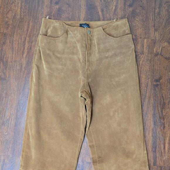 Vintage Mossimo Brown Suede Bootcut 100% Leather Pants Y2K - Size 433 - Picture 2 of 8